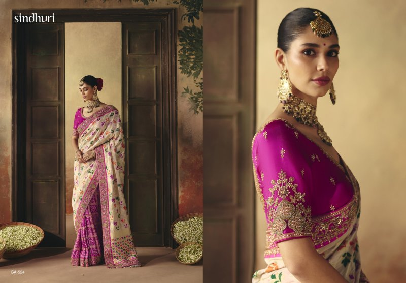 Suhag By Kimora Pure Khadi Georgette Fabric Designer Bandhej Saree